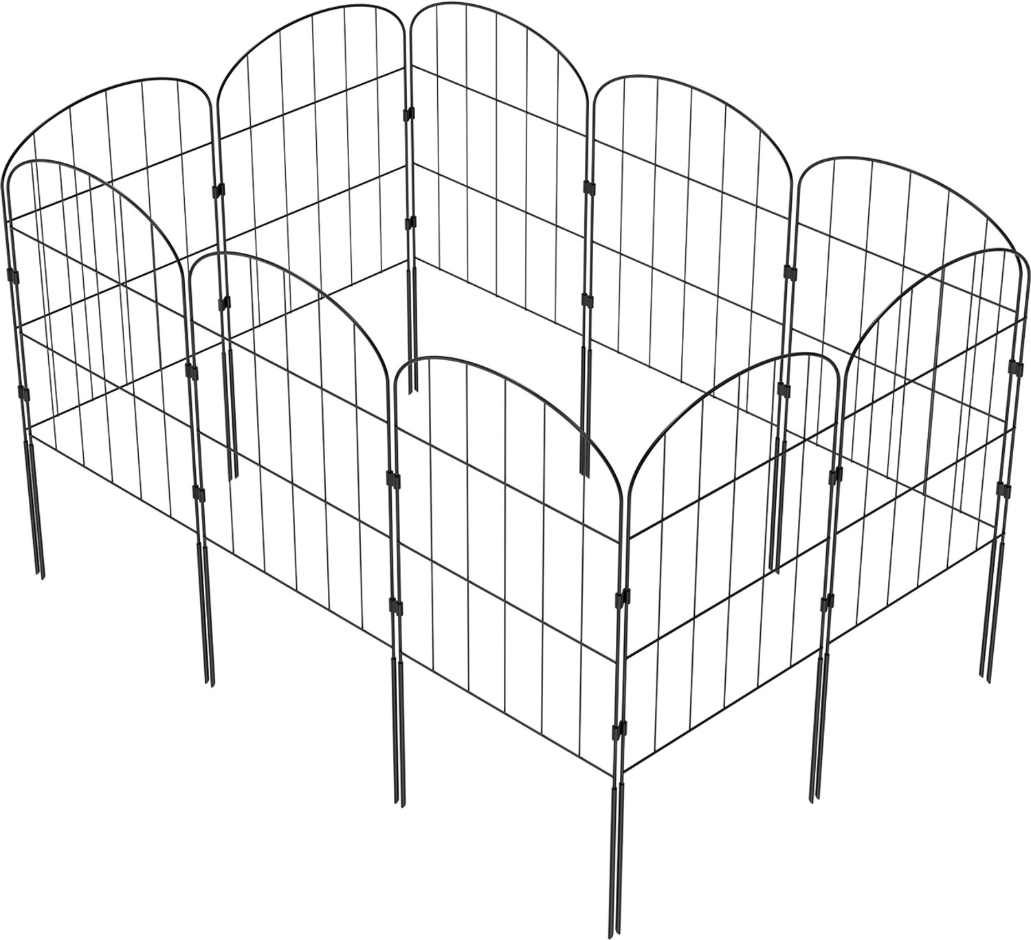 PIPIPOXER Decoratief Tuinhek - Tuinhekjes - Set van 10 - Metalen Hekwerk - Steekbaar hekwerk zonder sleuf - 60 x 32 cm - zwart