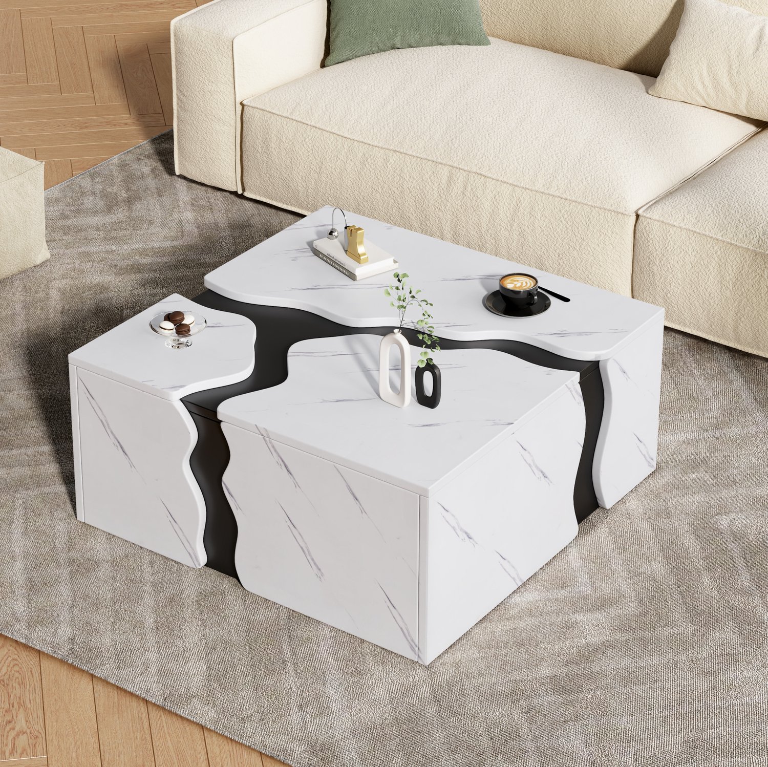 CHICFURN Salontafel - Met lade - Kubusvormig - Wit