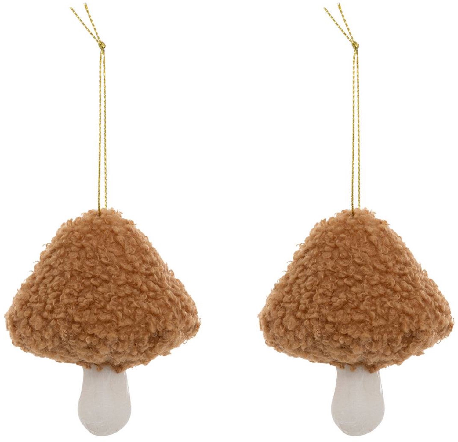 Feeric lights & Christmas Set van 2 plastic kerstpaddenstoel-knuffels, 6 cm Marron