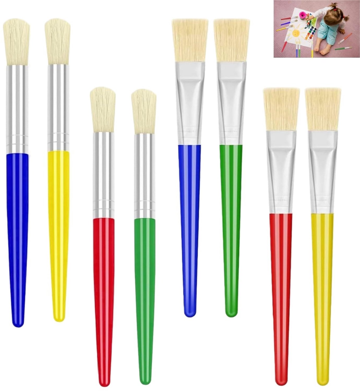 Set van 8 Kinderverfkwasten voor Creatieve Projecten