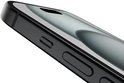 Close-up van de zijrand van een zwarte smartphone met fysieke knoppen.