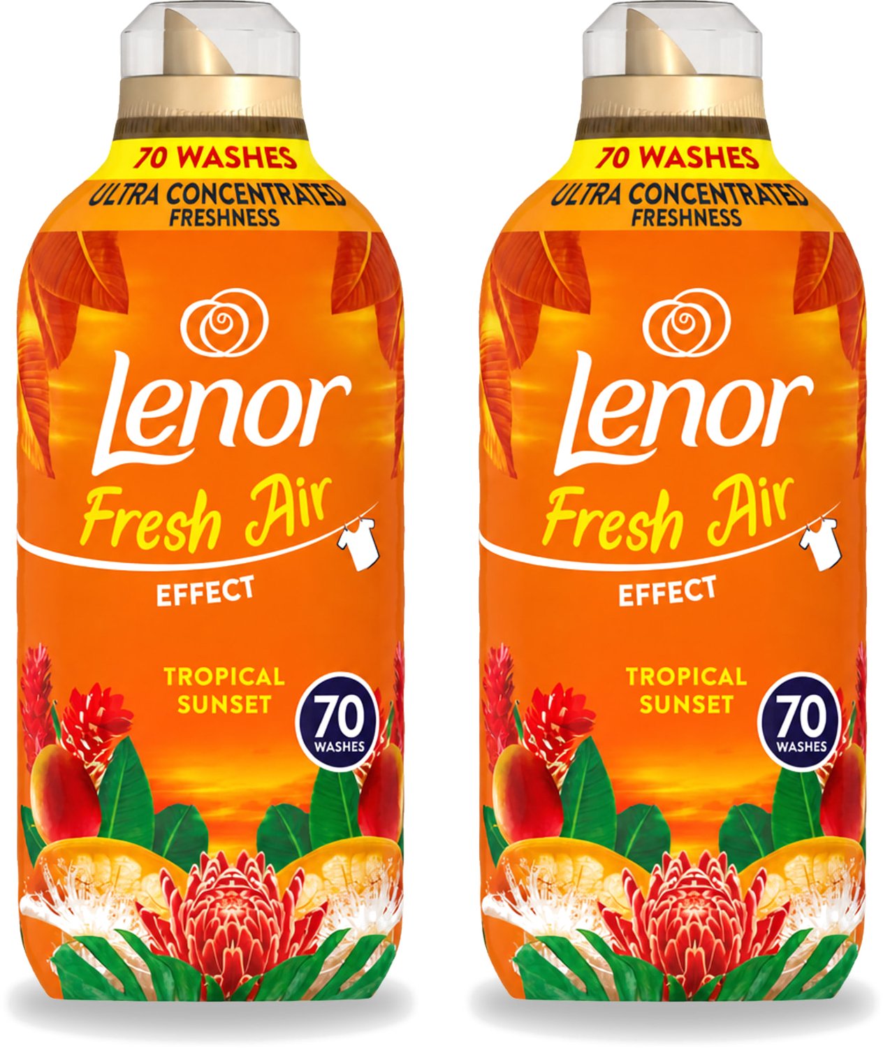 2 x Lenor – Wasverzachter – Tropical Sunset – 70 Wasbeurten – 980 ml - Voordeelverpakking - 2 stuks