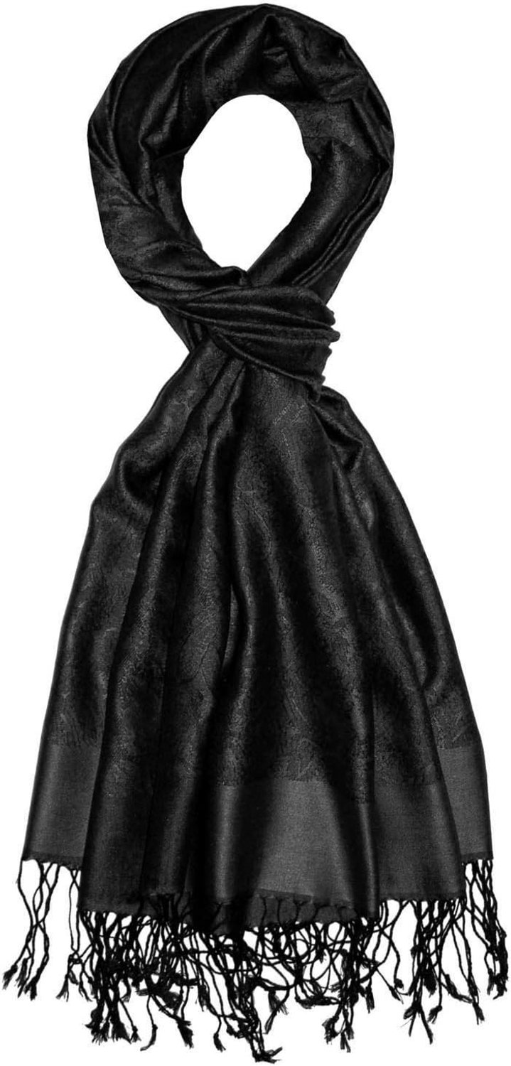 Lorenzo Cana Heren Sjaal 70% Zijde 30% Viscose Damast Paisley Zwart