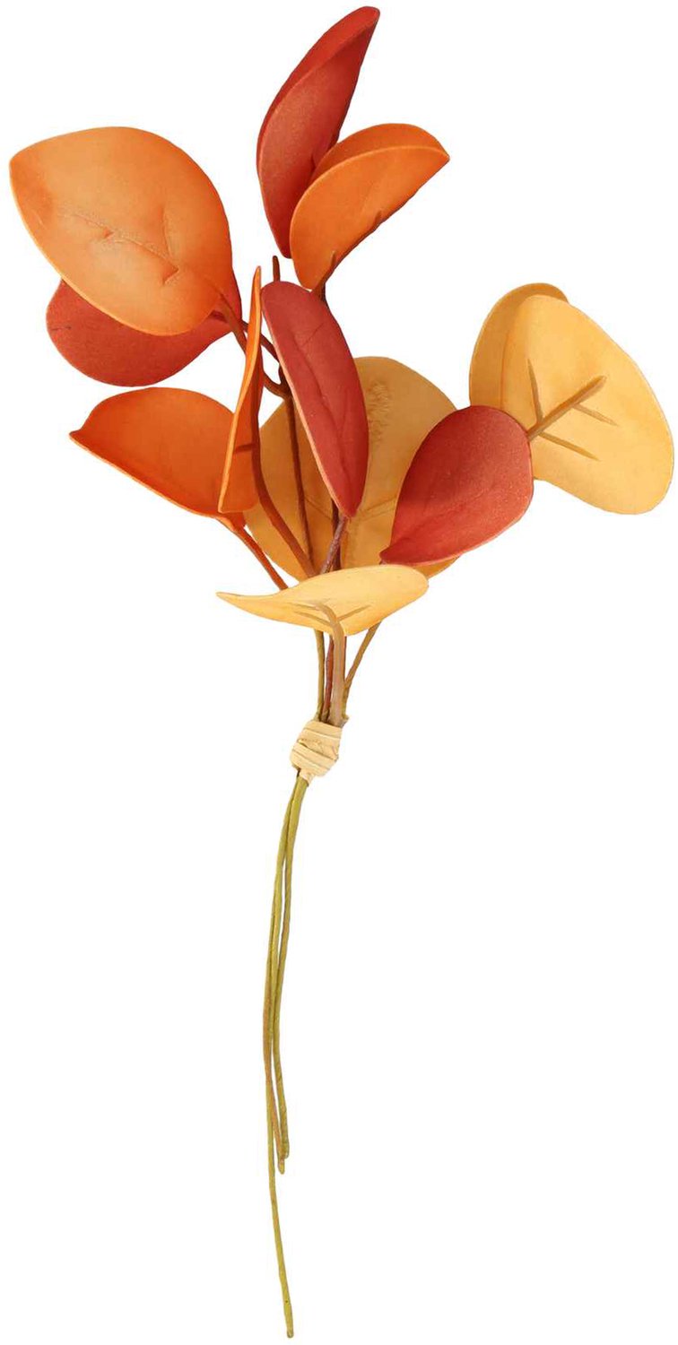 ARTYFETES - 3 Oranje eucalyptus takken van foam op steel 20 cm