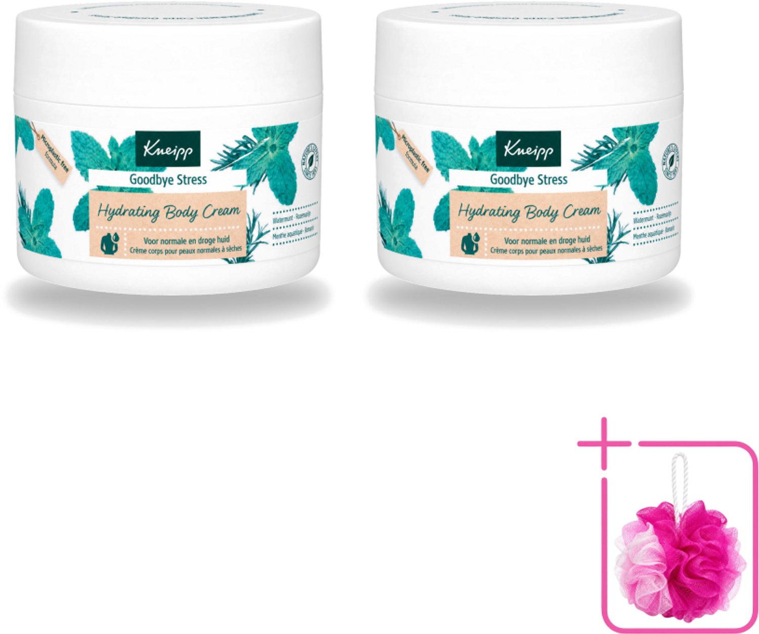 2 x Kneipp - Body crème - Goodbye Stress - Watermunt & Rozemarijn - 200 ml - Bulkverpakking - Stressvermindering - Douchemop - Huidverzorging