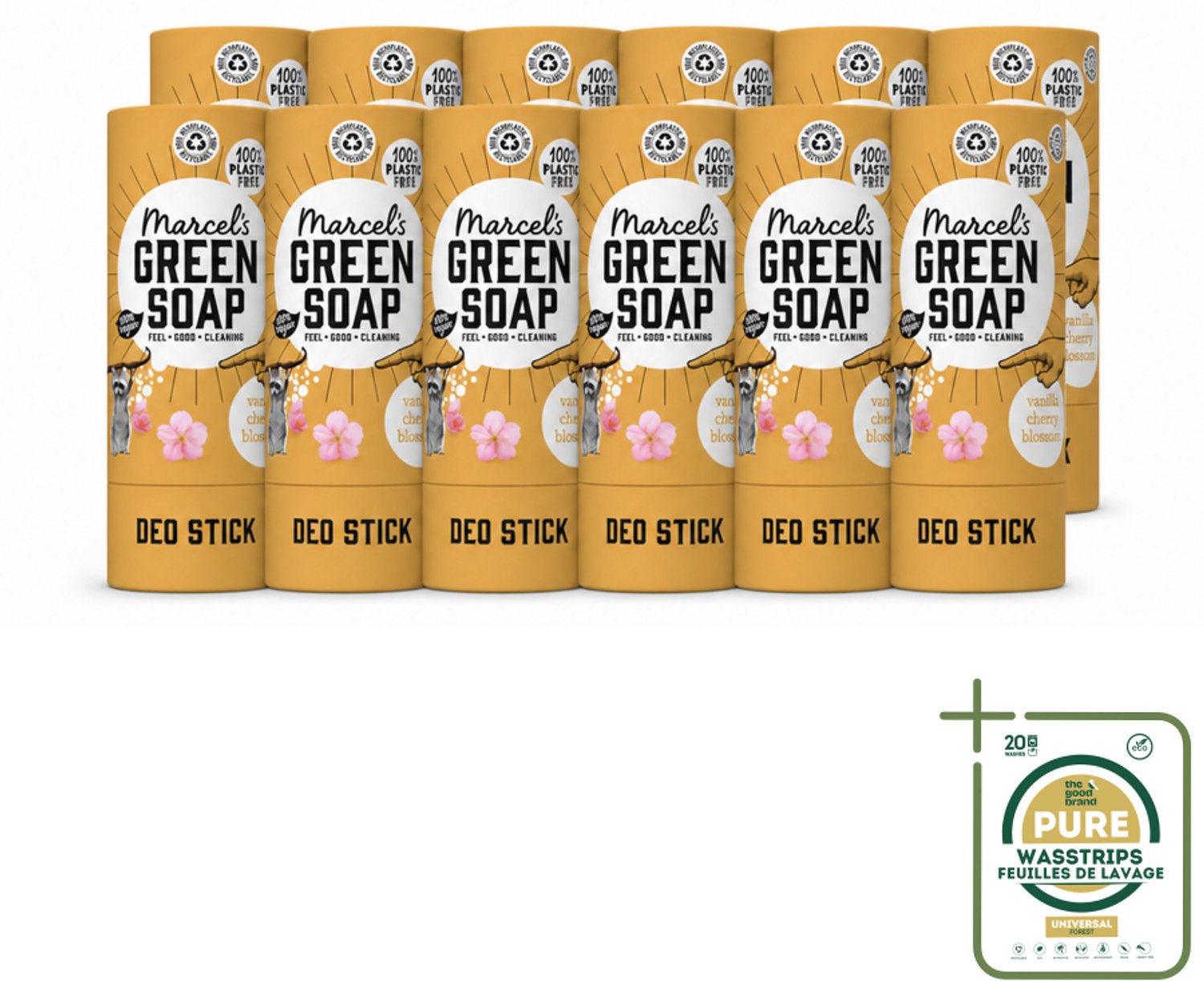 12 x Marcel's Green Soap - Deodorant Stick - Vanille & Kersenbloesem - Langdurige frisheid - 40 gr - Deodorantstok - Duurzame Deodorant - Natuurlijke Deodorant - Vegan Deodorant - Geur Van Vanille En Kersenbloesem