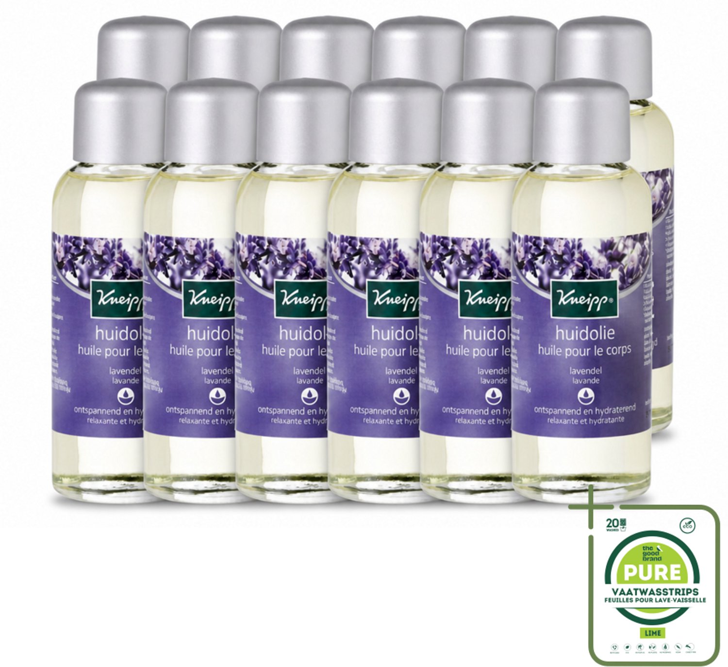 12 x Kneipp - Huidolie - Relaxing - Lavendel - Trekt snel in - 100 ml - Grootverpakking - Vaatwasstrips - Ontspanning - Huidverzorging - Lavendelolie - Natuurlijke Oliën - Vitamine A En E