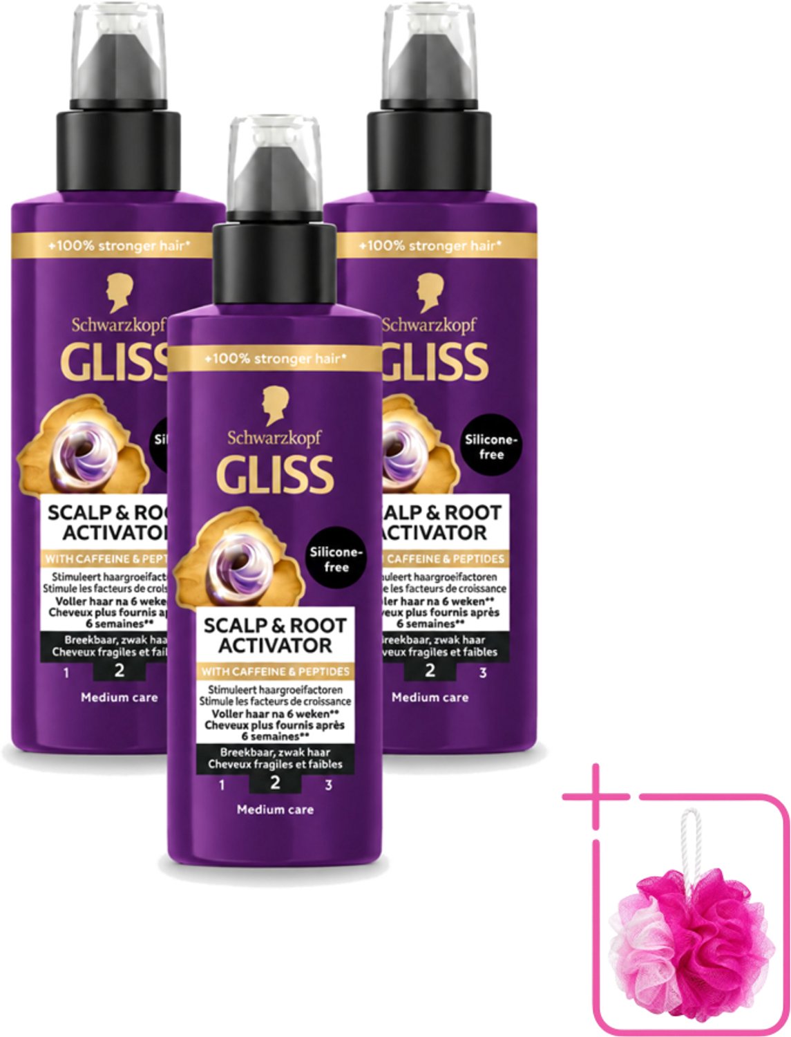 3 x Gliss - Scalp & Root Activator - Siliconenvrij - Voor Gezonde Hoofdhuid - 100 ml - Bulkverpakking - Haargroei activator - Douchemop - Haarwortel stimuleren