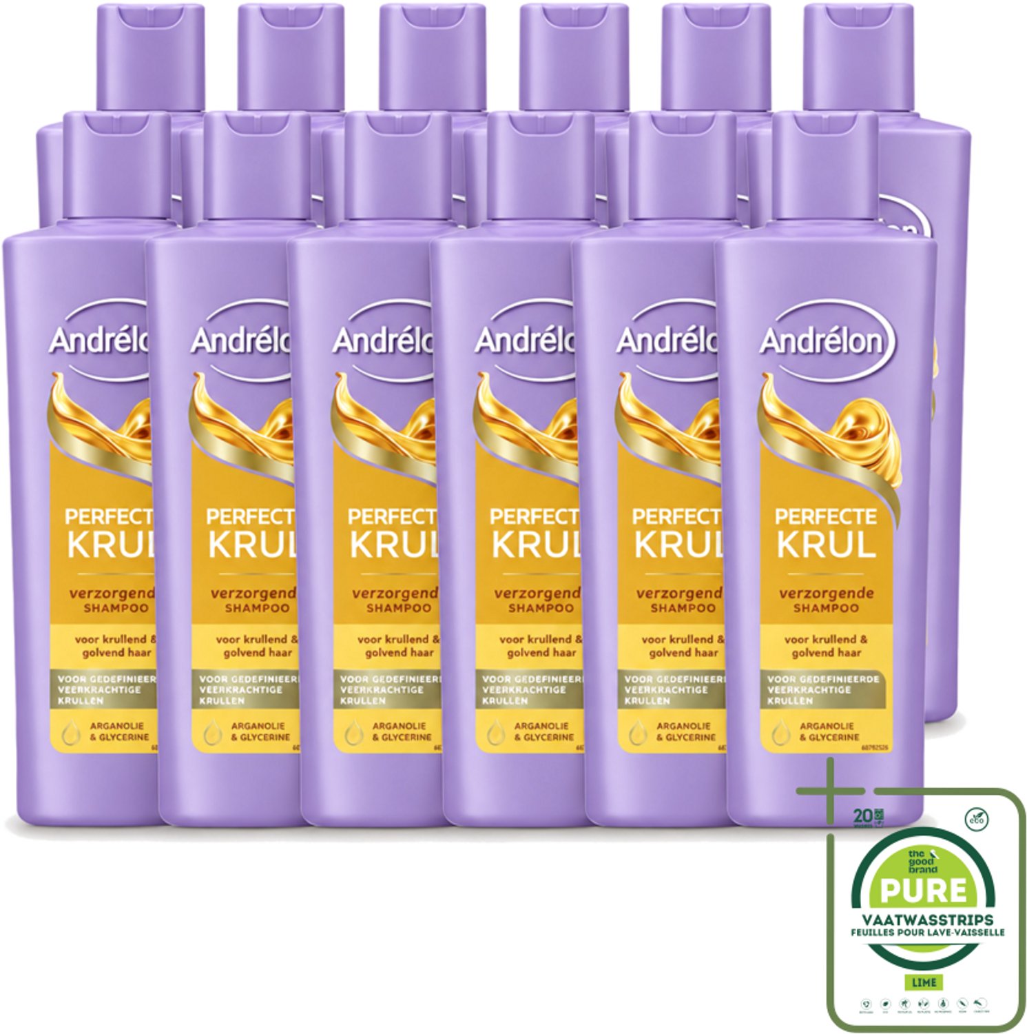 12 x Andrélon – Shampoo – Perfecte Krul – 250 ml - Grootverpakking - Vaatwasstrips - Krullen Verzorging - Krulshampoo - Krulverzorging - Pluisvrij Haar - Kruldefinitie