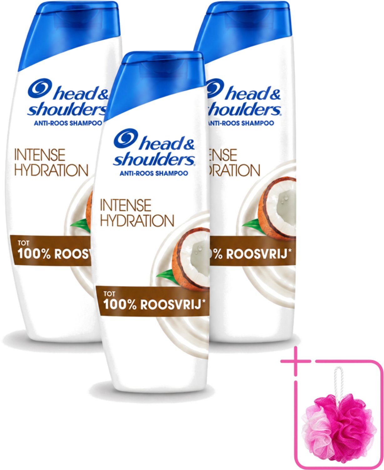 3 x Head & Shoulders - Shampoo - Intense Hydration - 100% Roosvrij - 300 ml - Bulkverpakking - Anti-roos shampoo - Douchemop - Hoofdoorzaak roos