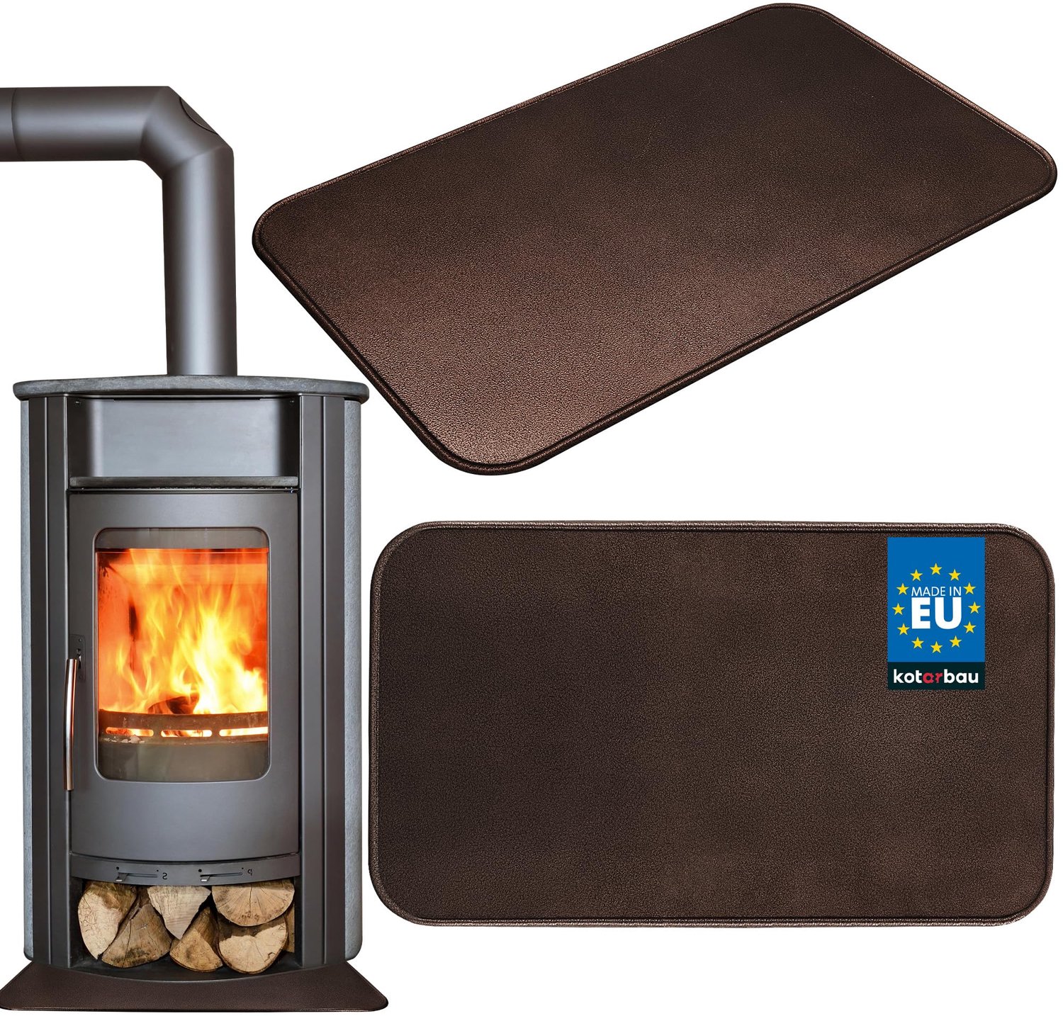 KOTARBAU® Kachel Vloerplaat 80x60 cm - Vloerplaat voor Open Haard Brandwerende Open Haard Mat - Brandvertragend Haardpad - Gepoedercoat Staal - Antiek Koper