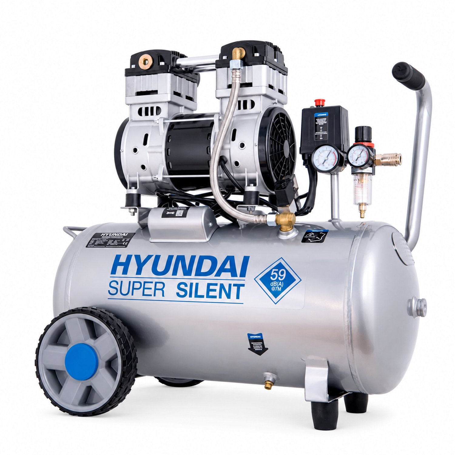 Hyundai 50 Liter Stille Compressor – 8 Bar, 232 l/min en Olievrij | SAC55753