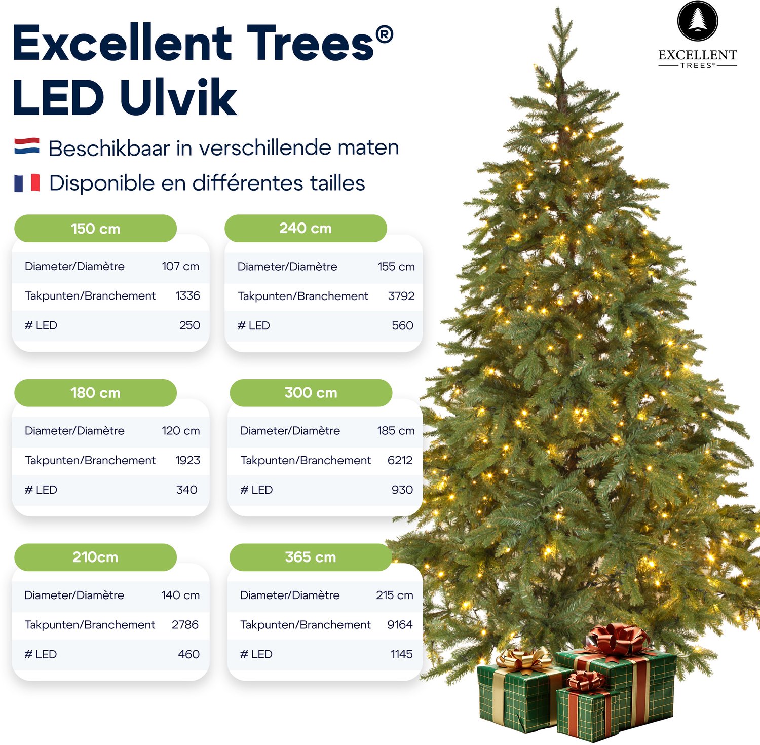 Excellent Trees® LED Ulvik 240 cm - Premium Kerstboom met 560 lampjes ⌀155cm - 240cm – foto 8