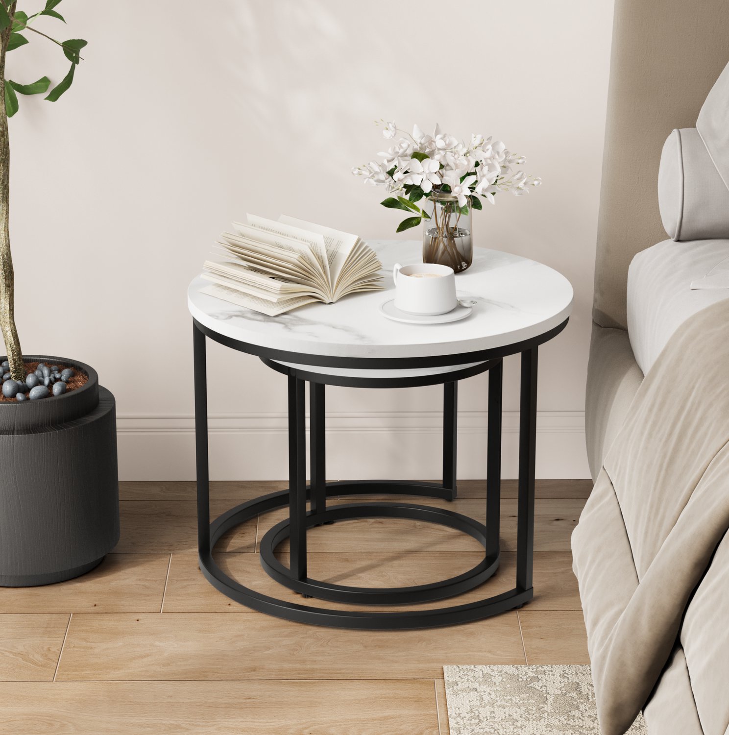 CHICFURN Salontafel - Nestbaar - Set van 2 - Wit