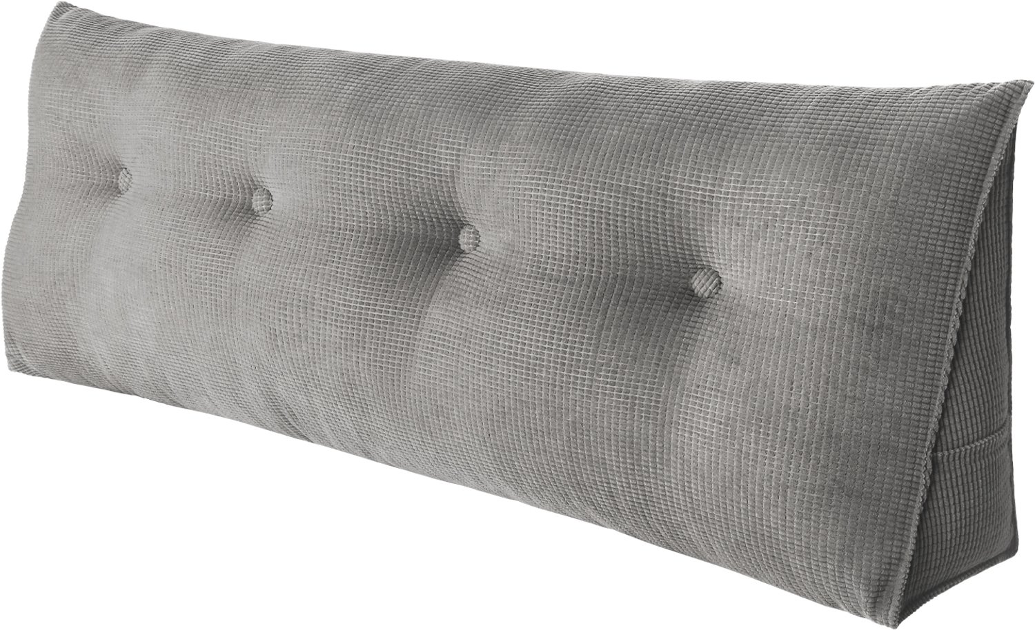 PIPIPOXER Rugsteunkussen - Hoofdbordkussen - 140 cm- voor Bed of Sofa - Driehoekig Wigkussen - Wasbare Hoes - Corduroy - Grijs