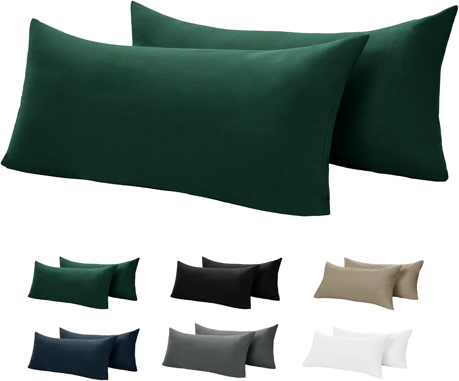 BEDELITE Kussensloop 40x80 cm Katoen Donkergroen - Set van 2 met Rits