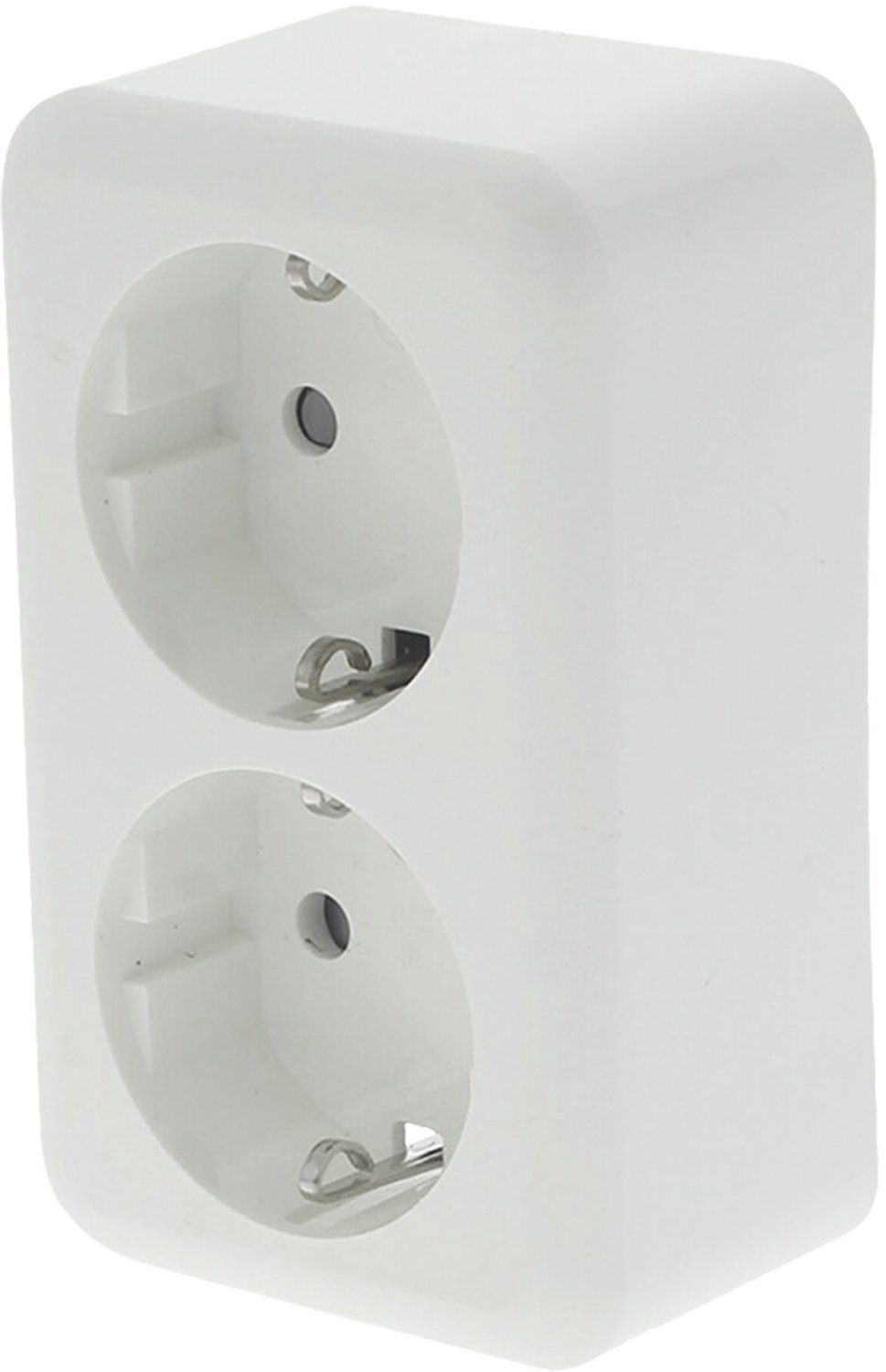 Q-LINK - Wandcontactdoos - Opbouw - Dubbel Stopcontact - Randaarde - Kinderbeveiliging - Polarwit