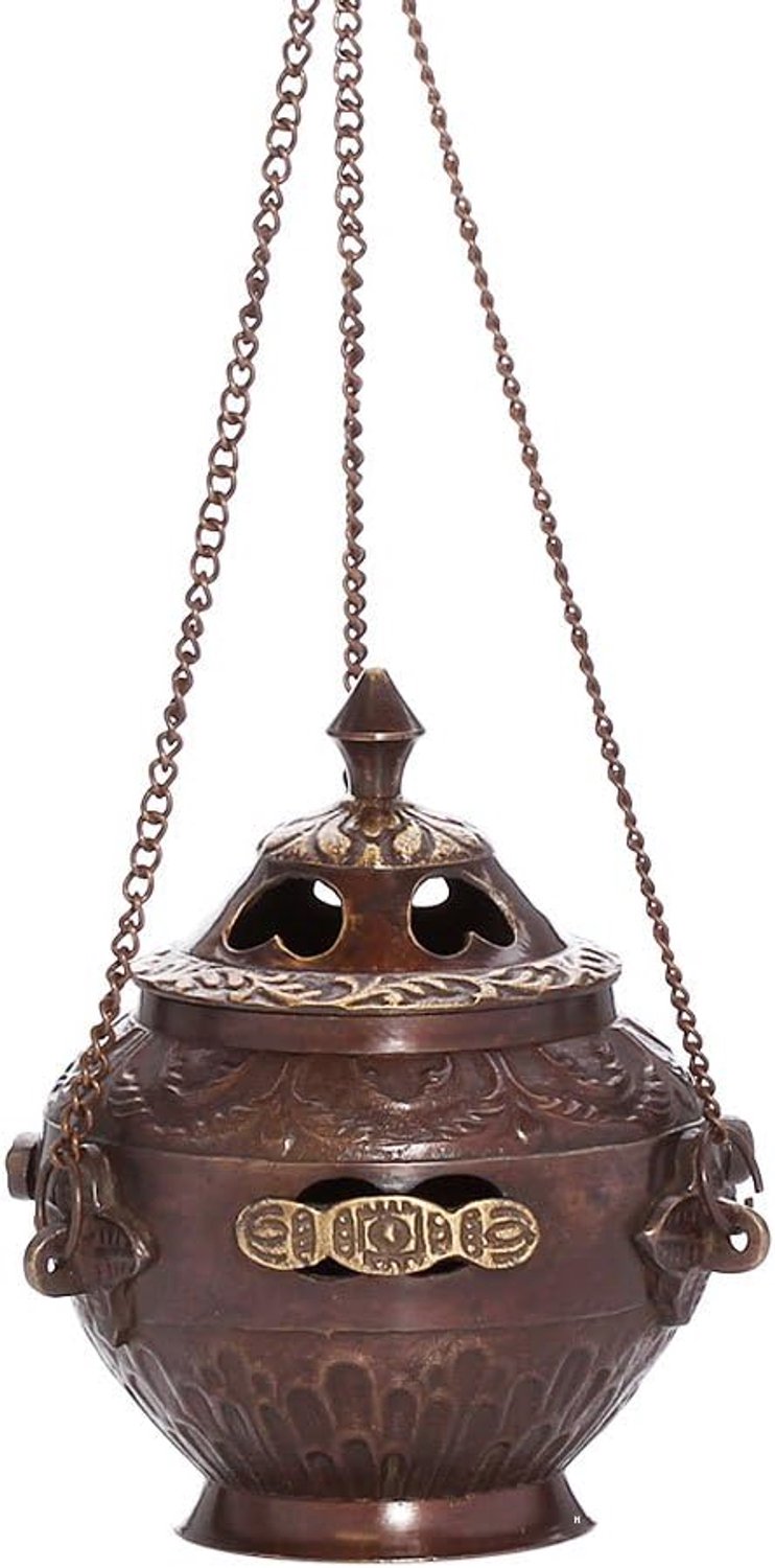 Decoratieve Zwenk Wierookbrander Koperlook - Handgemaakt