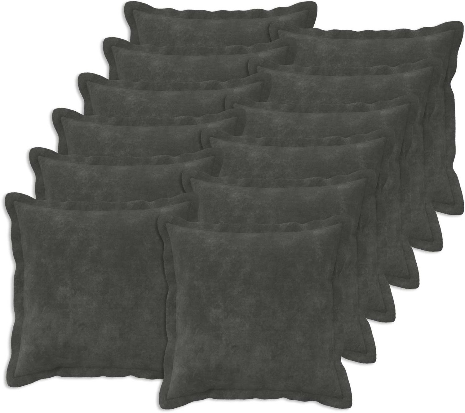 vidaXL Dekenkussen - 12 - st - HOUTEN - Antraciet - 45 - x - 45 - cm - Microfiber - Fleece