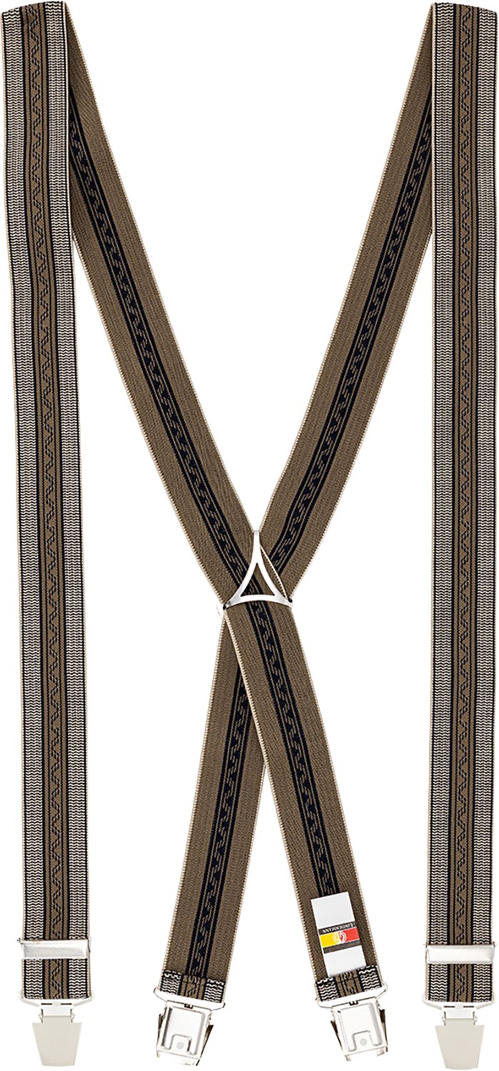 LINDENMANN heren bretels met extra sterke clips X-vorm - beige dessin