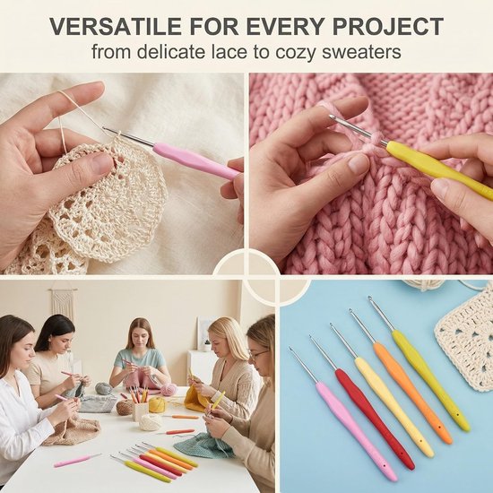 Set van 5 ergonomische breihaken van 1 mm tot 2 mm, ideaal voor sjaals, handschoenen en tassen — afbeelding 4
