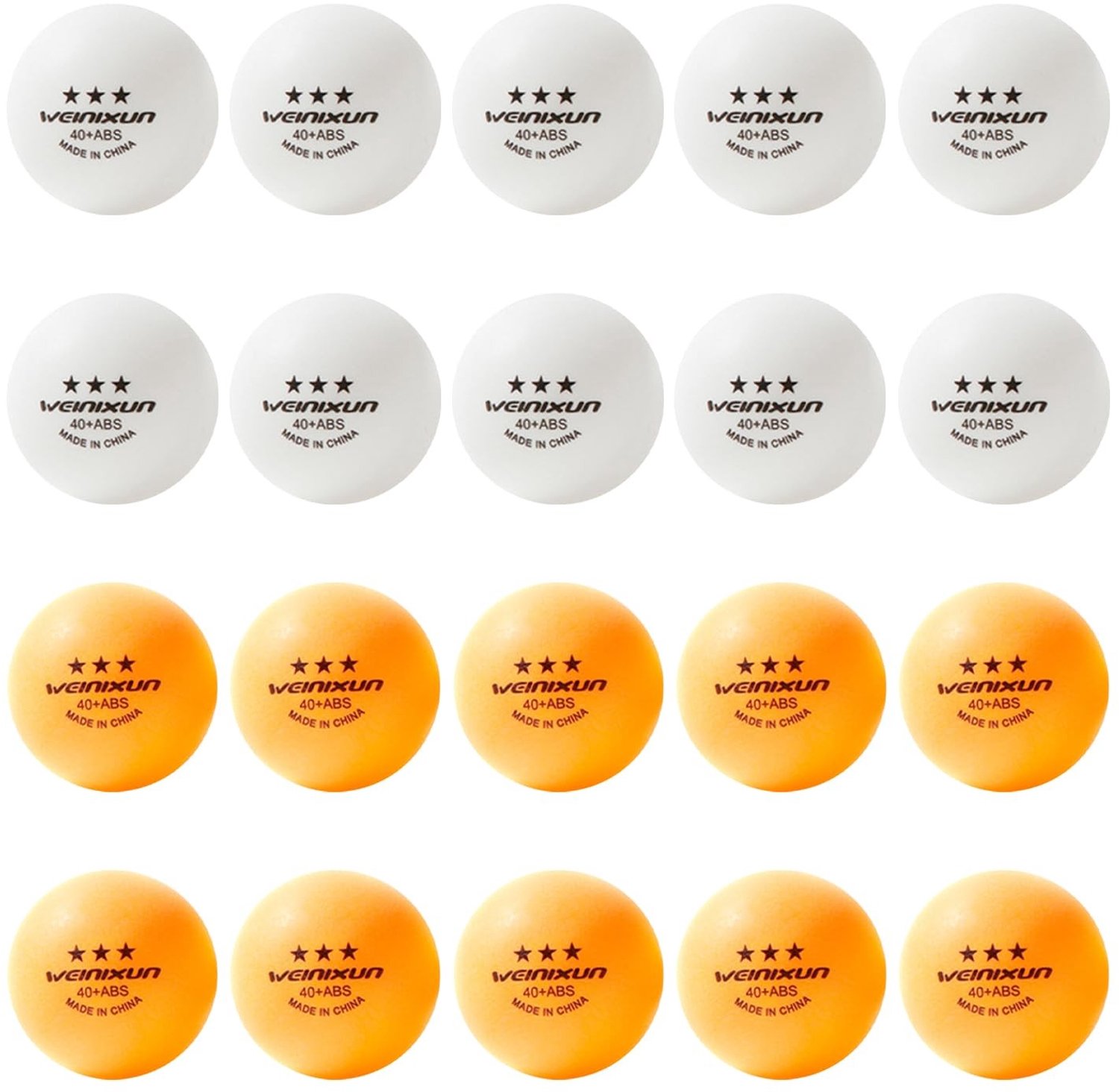 Tafeltennis 20 Stuks - Pingpongballen Wit/Geel - Duurzaam ABS - Geschikt voor Training - Buitenshuis Gebruik - Goede Zichtbaarheid