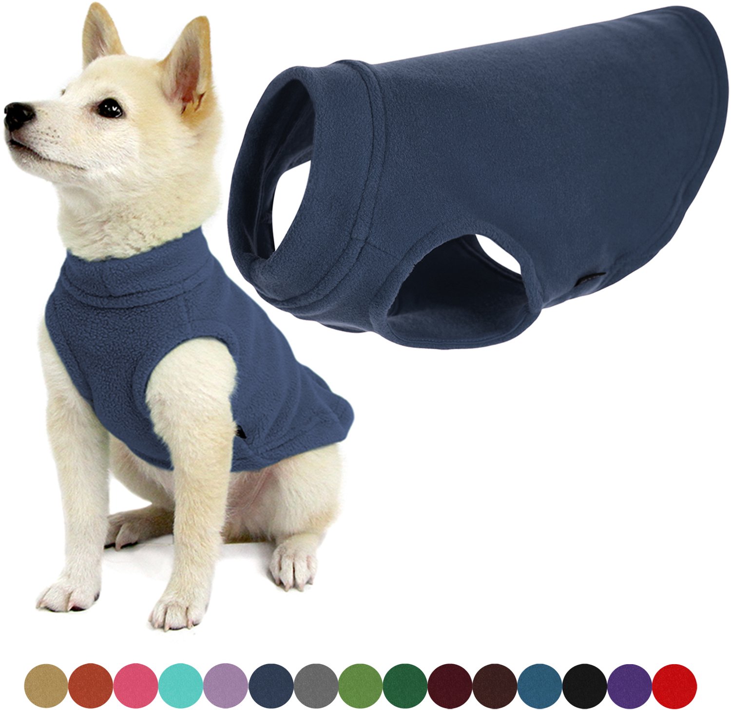 Gooby Stretch Fleece Vest Hondenjas - Warme hondentrui voor kleine honden - Indigoblauw - Small