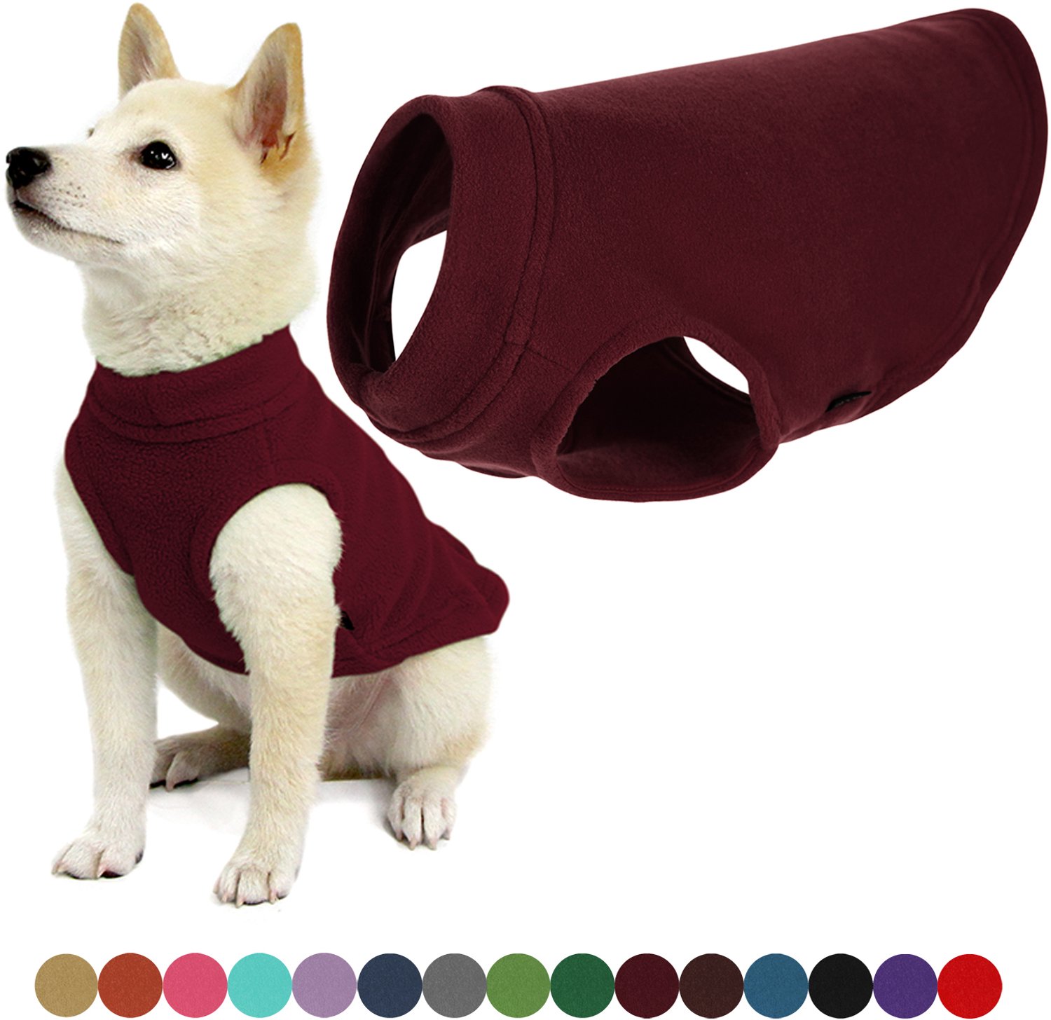 Gooby Stretch Fleece Vest Hondenjas - Warme hondentrui voor kleine honden - Bordeaux - Small