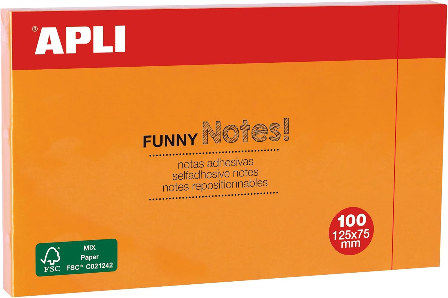 APLI Fluorescerende Post-its 125x75mm Oranje - 100 Vel