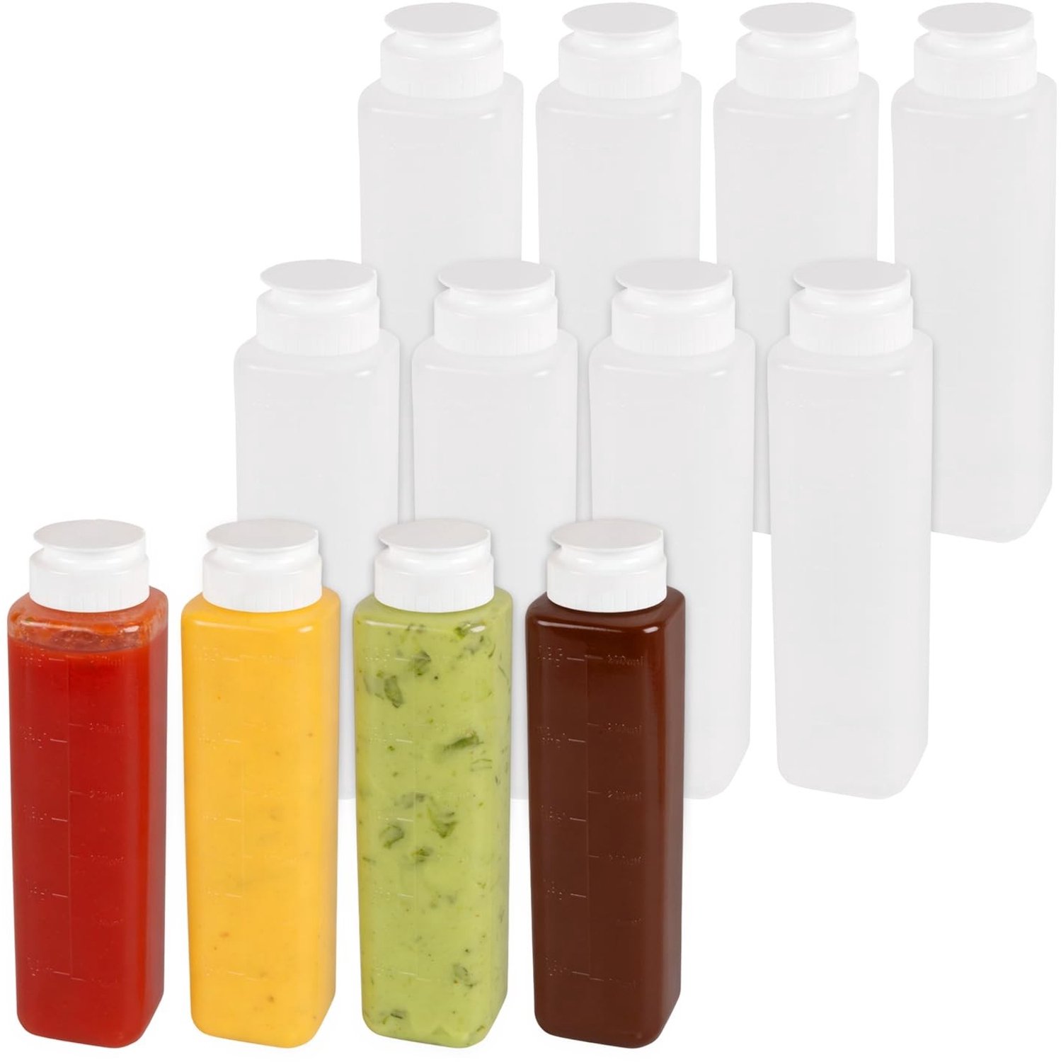 Set van 12 Plastic Flessen voor Sauzen 300 ml