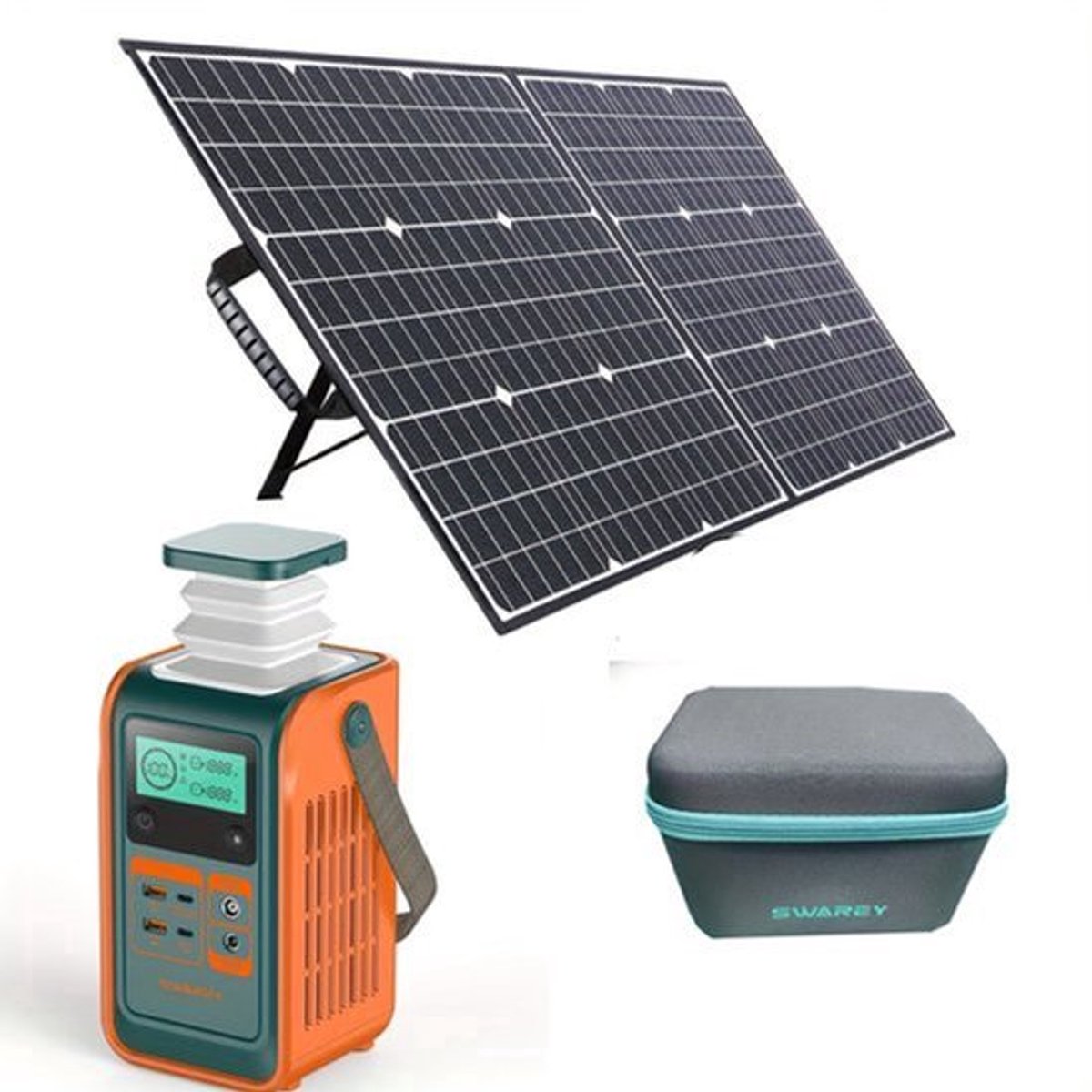 Zonnegenerator – Draagbaar Powerstation – Noodstroomvoorziening – Camping Accu – Mobiele Stroomvoorziening – 192Wh LiFePO4 Batterij – 140W Snelladen Met 100W Zonnepaneel