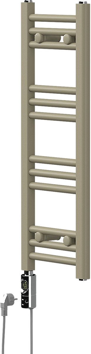 LuxeBath | Elektrische handdoekradiator 300 W Sahara, recht, met zijaansluiting, 300 x 800 mm, staal, beige, badkamerradiator, handdoekdroger voor de badkamer