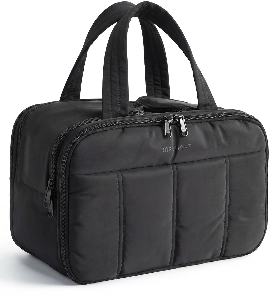 bagsmart Toilettas voor dames, cosmeticatas, grote toilettas om op te hangen, voor vrouwen, make-uptas, organizer met handvat voor reizen, waterdichte toilettas, zwart
