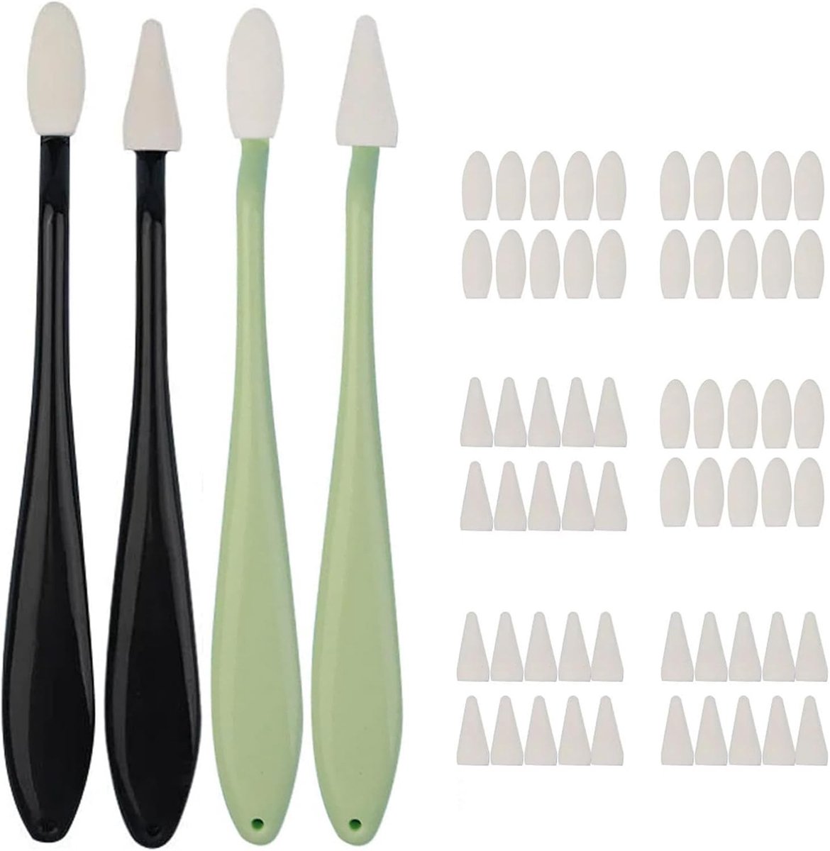 Tekengereedschappen Set - Zwart en Groen - 17,5 x 1,9 cm - Herbruikbare Blenders met Vervangende Sponskoppen - Voor Kunstenaars en Studenten