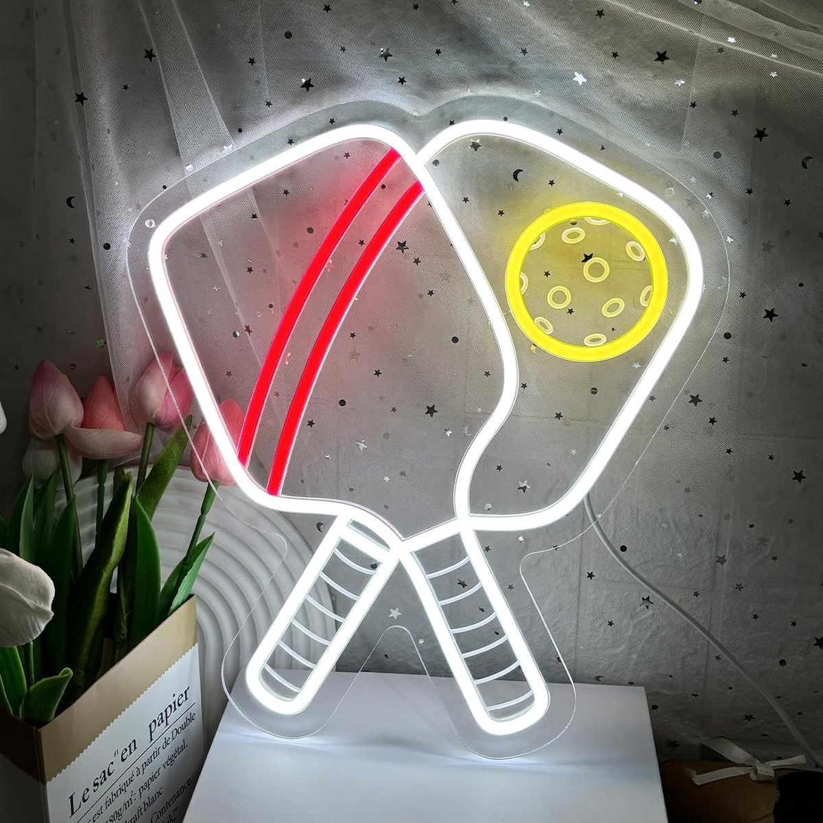 Pickleball Neonreclame - Pickball - 36 x 33 cm - LED Neonverlichting met Dimbare Schakelaar - Voor Sportliefhebbers