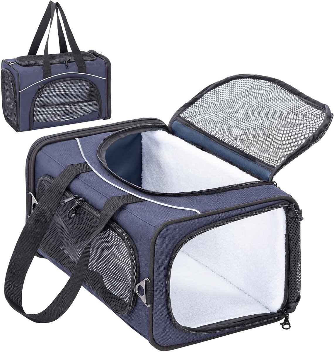 Huisdier transporttas - Draagtas hond kat - Veilig reizen - Vliegtuig goedgekeurd ontwerp - 42 x 22 x 28 cm