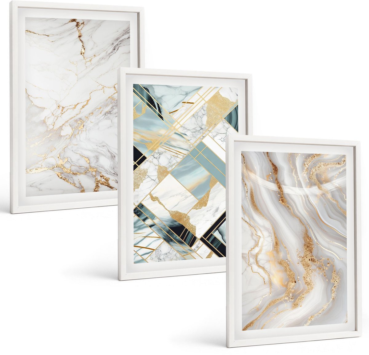 Coloray 3-Delige Schilderij Set - Elegante, Modieuze Abstracte Marmerpatronen - 40 x 60 - Muurdecoratie - Wanddecoratie - Slaapkamer