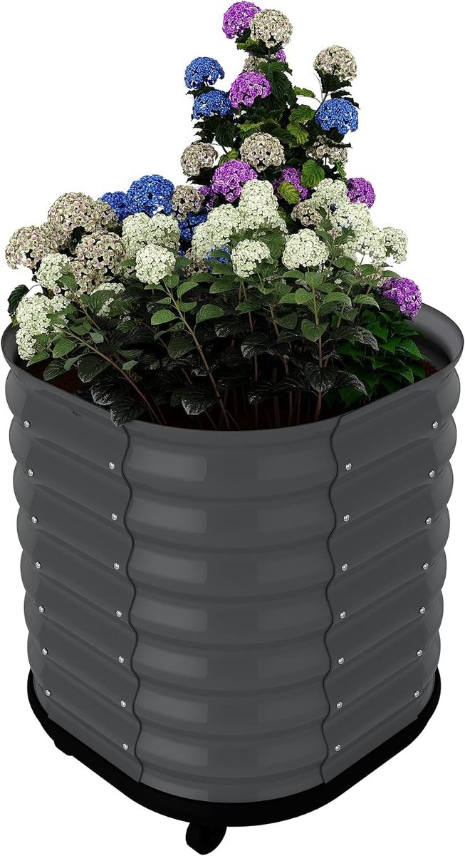 Verrijdbare Moestuinbak op Poten - Gegalvaniseerd Stalen Kweekbak met Wielen - Zelfwatergevende Plantenbak met Waterreservoir - Ergonomisch - Voor Balkon, Terras & Tuin