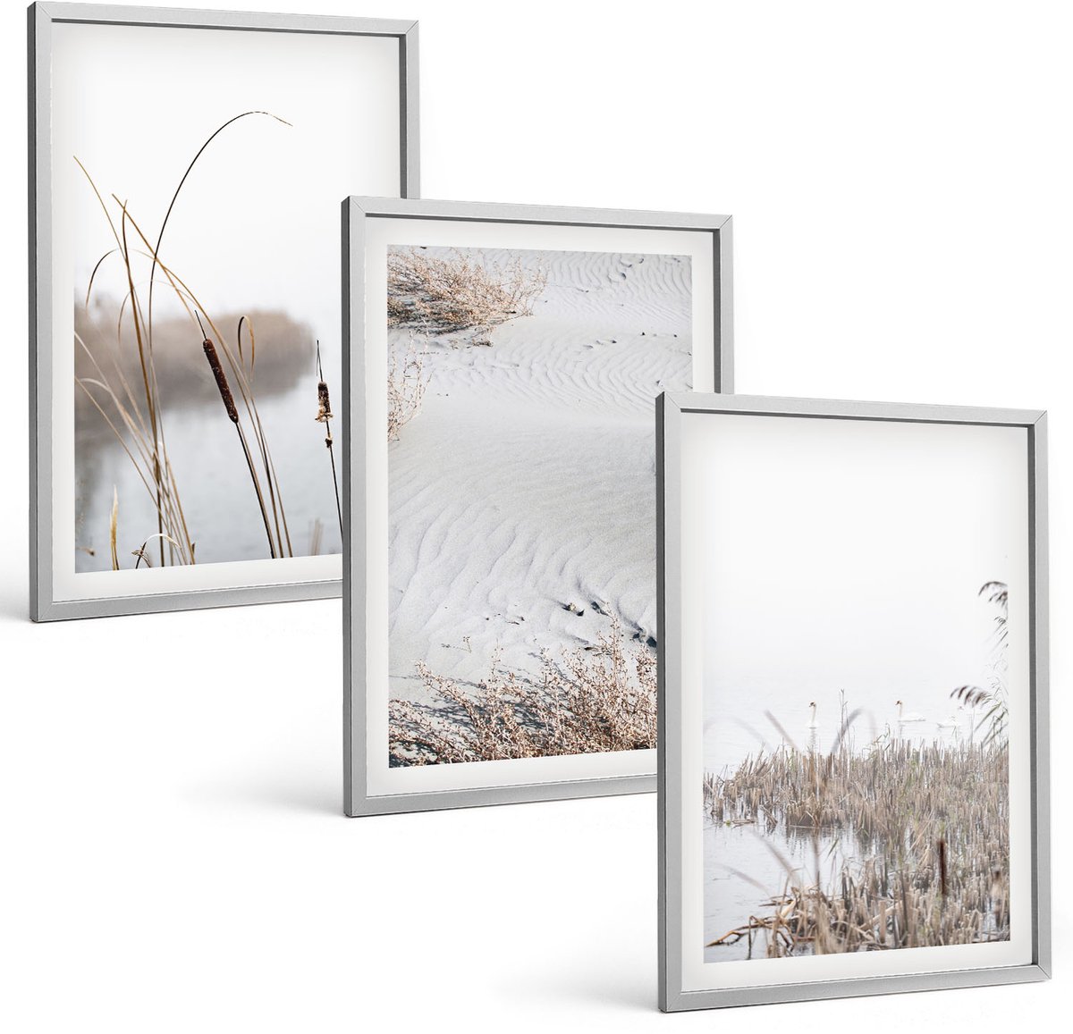 Coloray 3-Delige Schilderij Set - Waterplanten, Delicate Zomergezichten - 40 x 60 cm - Muurdecoratie - Decoratieve Schilderijen - Wohnzimmer - Stijlvolle Muurdecoratie