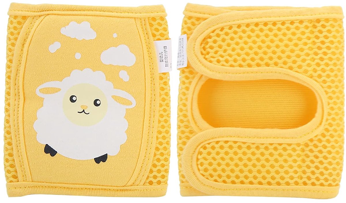 casalora - Baby kniebeschermers - Kniebeschermers kinderen - Kniebeschermers kind - Kruipen - Leren kruipen - Baby veiligheid - Unisex - Klittenband - Vergroot het beschermde gebied en bescherm effectief - 1 paar - Geel schapenpatroon