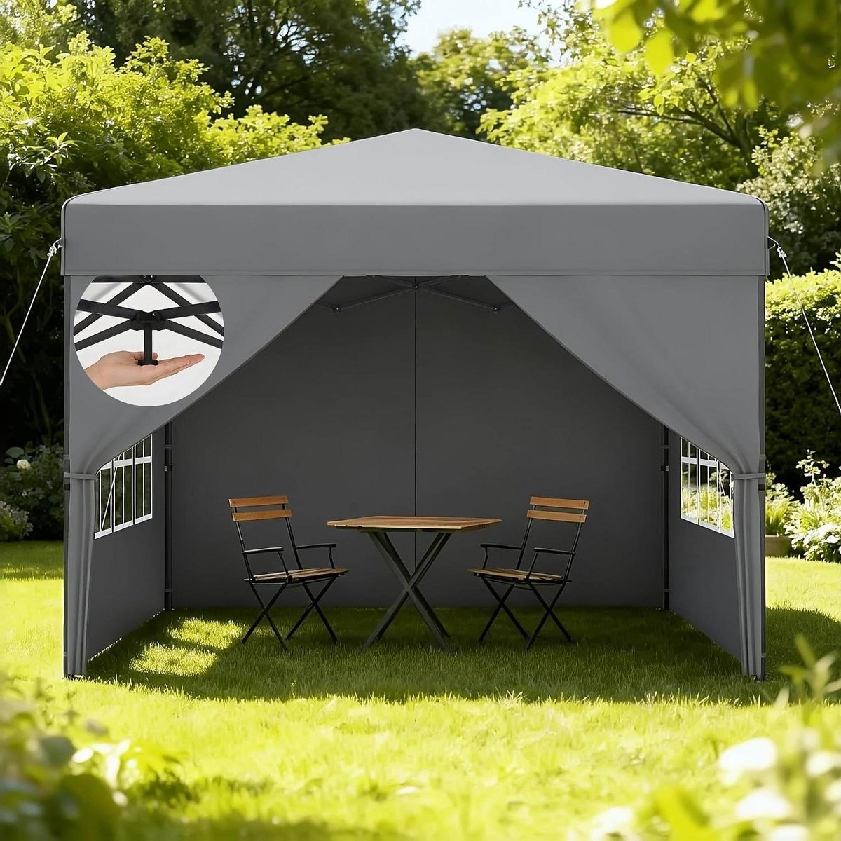 Pop-up Gazebo - Feesttent Tuin - Buiten Ontspannen - Waterdicht UV-beschermend - 2.5 x 2.5 M - Zilverkleurig