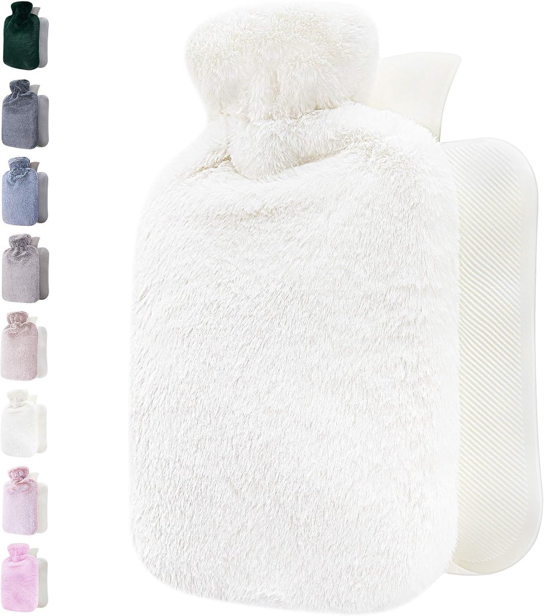 - met zachte premium fleecehoes - wit, 2 l - verwarmingskussen voor menstruatiekrampen en menstruatiecomfort - warm en koud kompres