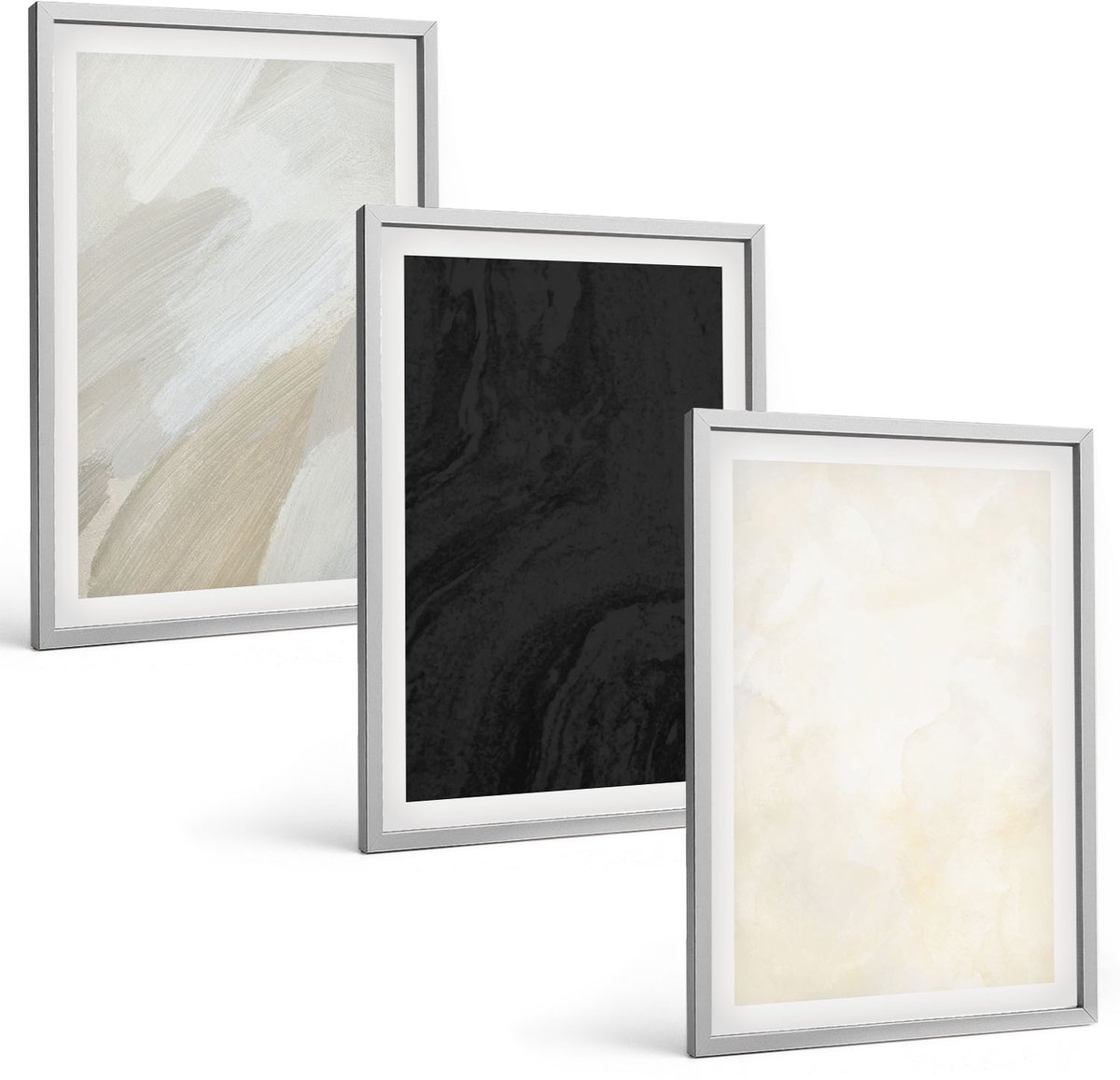 Coloray 3-Delige Schilderij Set - Structuren In Verschillende Tinten Minimalisme - 40 x 60 cm - Stijlvolle Wanddecoratie - Interieur - Stijlvolle Muurdecoratie