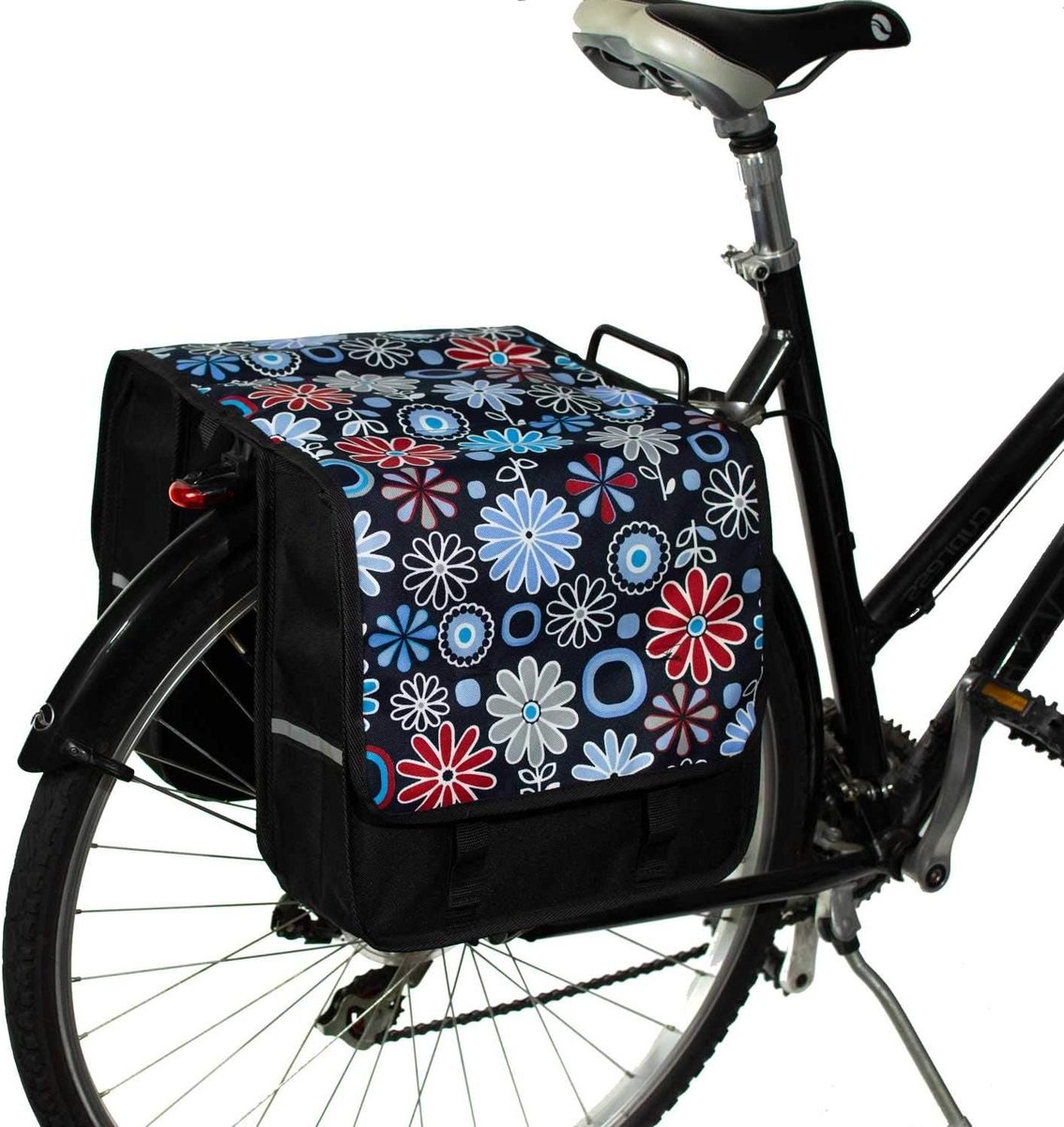 Dubbele Fietstas - Fietstassen Set - Boodschappen Vervoeren - Waterafstotend Polyester - 26 Liter - Madeliefjes