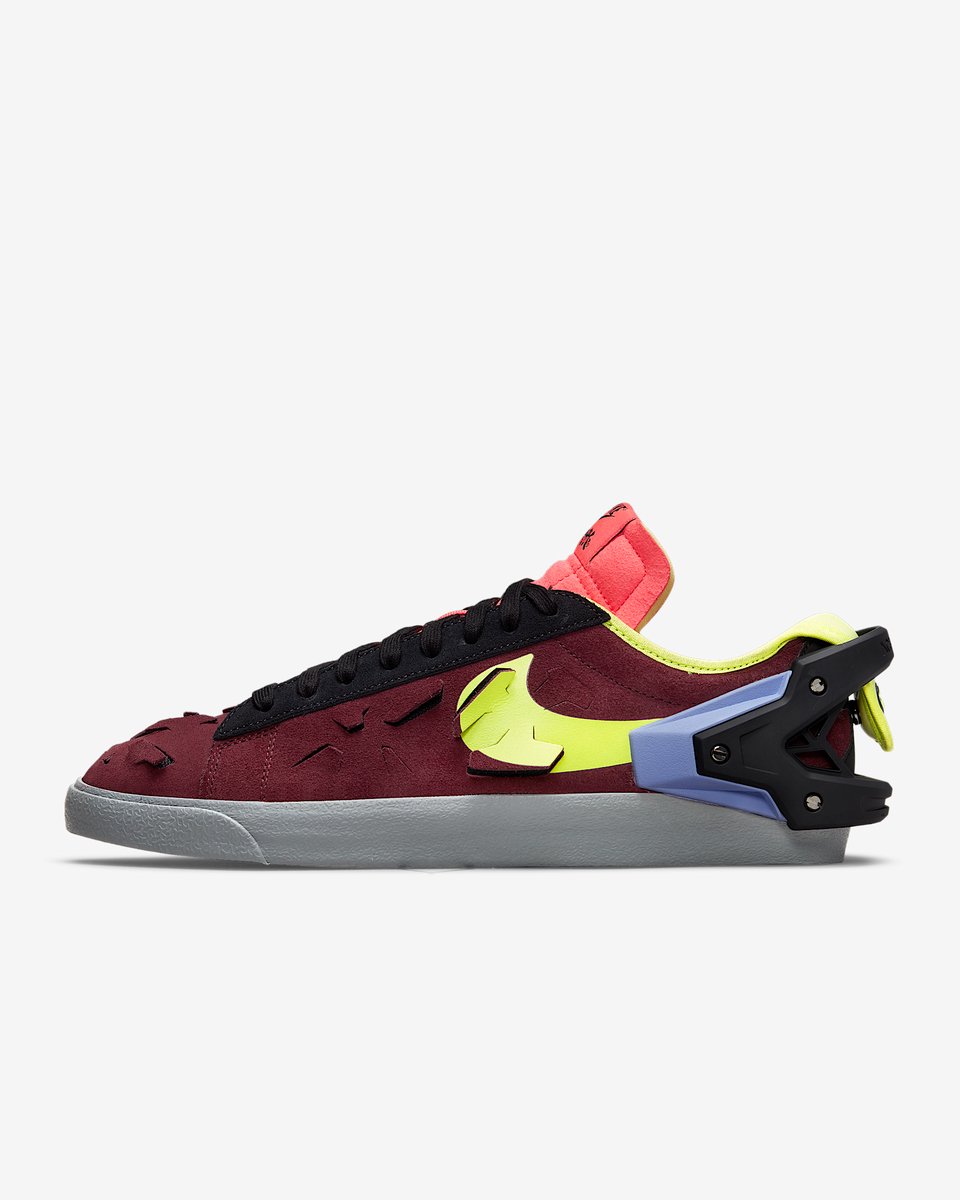 Nike x ACRONYM Blazer Low – Night Maroon/ /Laser Crimson/Lemon Venom Blazer Lifestyle Unisex Sneakers Rood