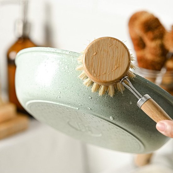 Culture Vervangende borstelkoppen voor Eco Afwasborstel - Houten waskoppen Pakket van 4 - Uitwisselbare zachte borstelvullingen - Natuurlijke afwasschrubbers - Zero Waste schoonmaakproducten — afbeelding 3