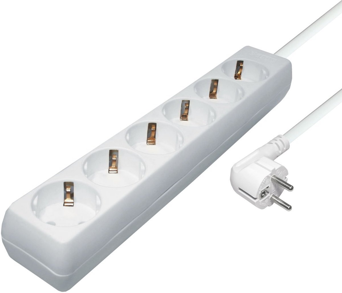 Transmedia NV4-10WL Stekkerdoos, 6-voudig, geaarde stekker, lengte: 10 m, wit