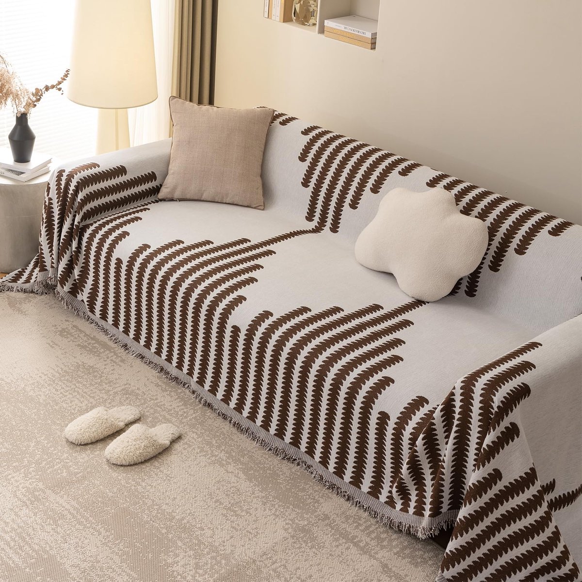 zachte plaids, chenille grote sofa deken met kwastjes voor 2 3 4-zits, jacquard patroon settees gooien voor bank, fauteuil en bed 180 x 420 cm-curry