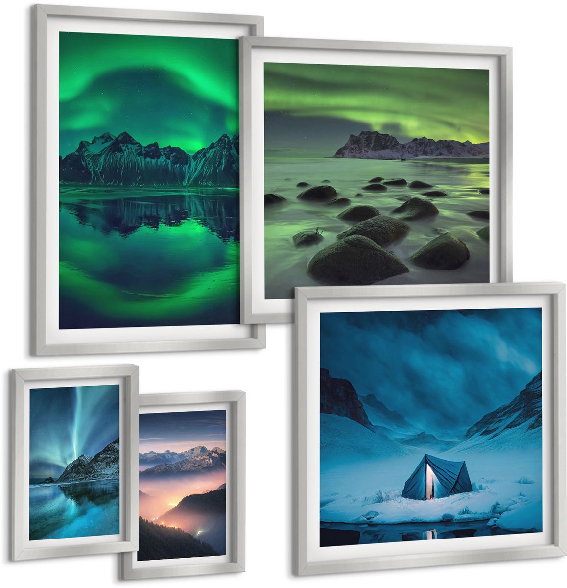 Coloray 5-Delige Schilderij Set - Schilderachtige Kustlandschappen Uit Toeristische Landen - 20 x 30 cm - Wanddecoratie - Moderne Interieurdecoratie - Moderne Wanddecoratie