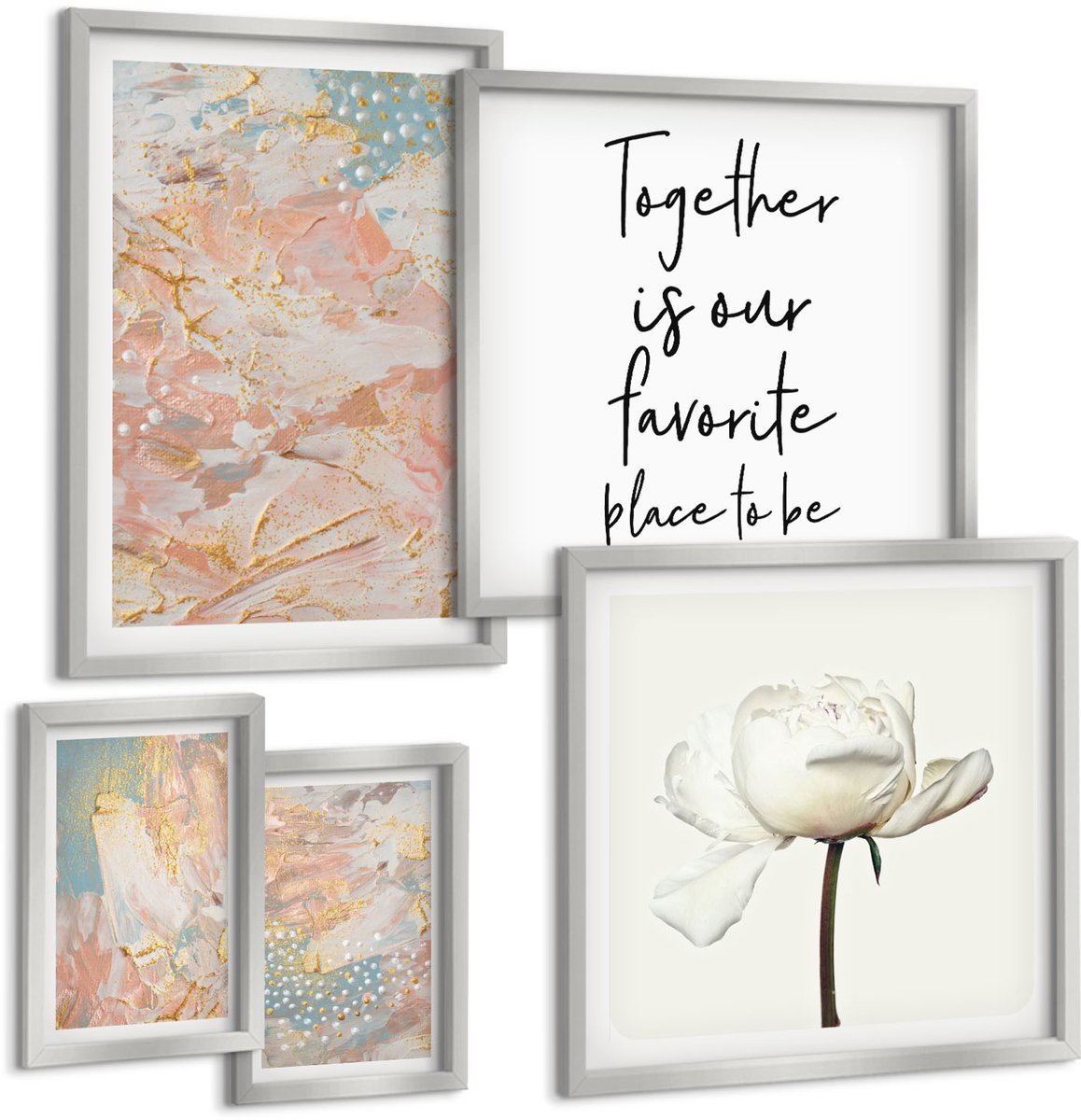 Coloray 5-Delige Schilderij Set - Berglandschappen En Watervallen In Verschillende Seizoenen - 20 x 30 cm - Wanddecoratie - Schilderijen Set - Interieur - Stijlvolle Muurdecoratie